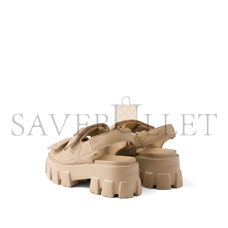 PRADA MONOLITH LEATHER SANDALS 